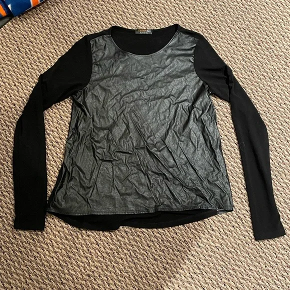 NEW Renee C. Faux leather front top - Picture 3 of 8